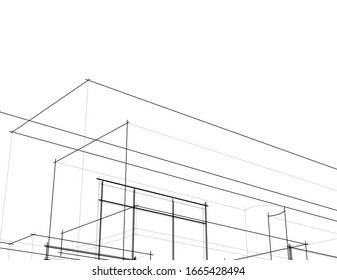 house building sketch architecture 3d illustration
