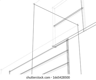 house building sketch architecture 3d illustration