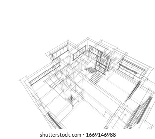 house building sketch architecture 3d illustration