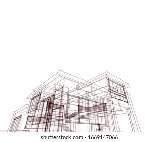 house building sketch architecture 3d illustration