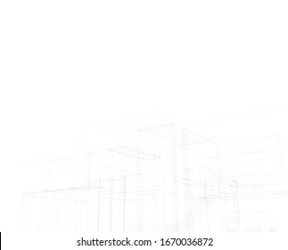 house building sketch architecture 3d illustration