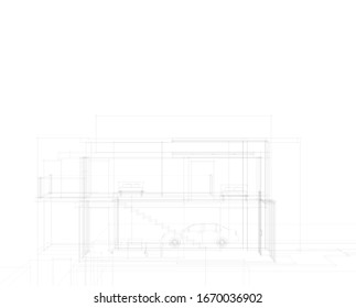 house building sketch architecture 3d illustration