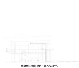 house building sketch architecture 3d illustration