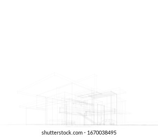house building sketch architecture 3d illustration