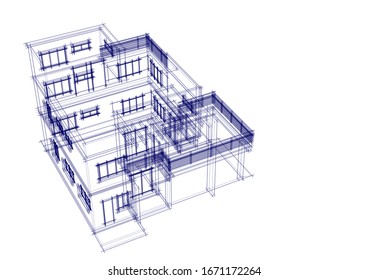 house building sketch architecture 3d illustration