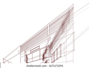 house building sketch architecture 3d illustration