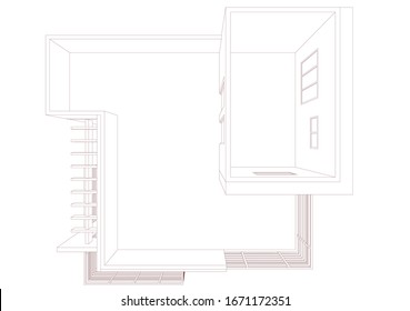 house building sketch architecture 3d illustration