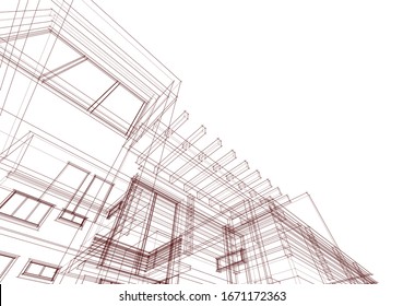 house building sketch architecture 3d illustration