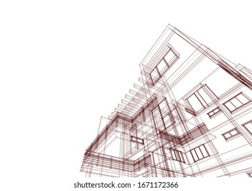 house building sketch architecture 3d illustration