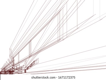 house building sketch architecture 3d illustration