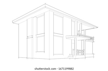 house building sketch architecture 3d illustration