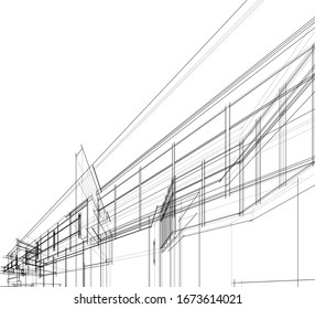 house building sketch architecture 3d illustration