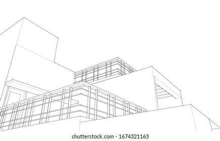 house building sketch architecture 3d illustration