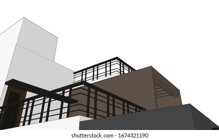 house building sketch architecture 3d illustration