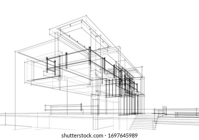 house building sketch architecture 3d 