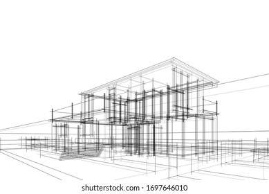 Gebäudeskizzenarchitektur 3d 