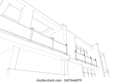 house building sketch architecture 3d 