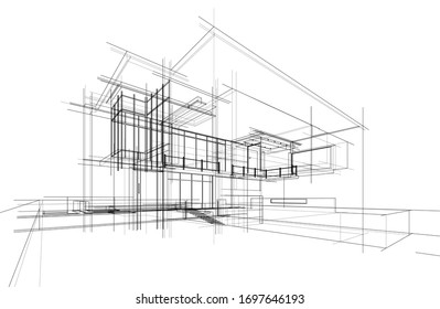 house building sketch architecture 3d 