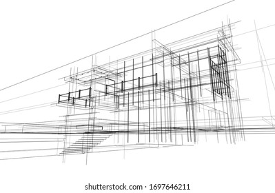 house building sketch architecture 3d 