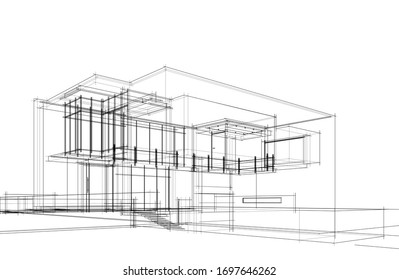 House Building Sketch Architecture 3d 