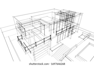 house building sketch architecture 3d 