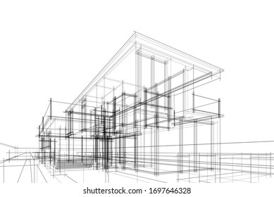 house building sketch architecture 3d 