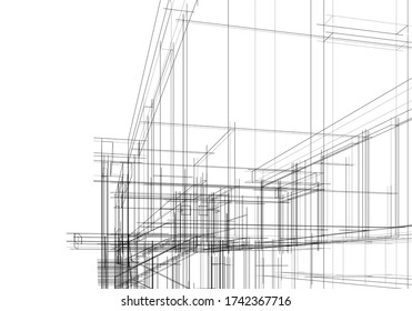 house building sketch architecture 3d illustration