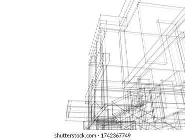 house building sketch architecture 3d illustration