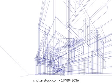 house building sketch architecture 3d illustration