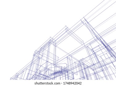 house building sketch architecture 3d illustration