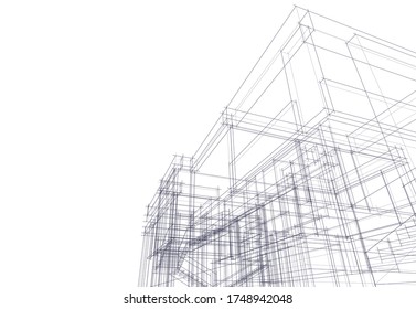 house building sketch architecture 3d illustration