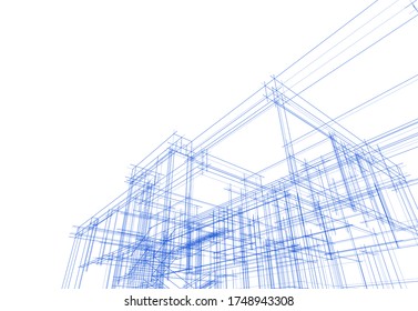 house building sketch architecture 3d illustration