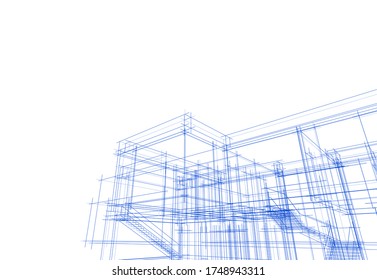 house building sketch architecture 3d illustration
