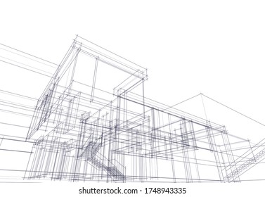 house building sketch architecture 3d illustration