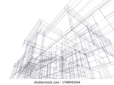 house building sketch architecture 3d illustration