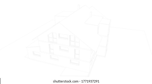 house building sketch architecture 3d illustration