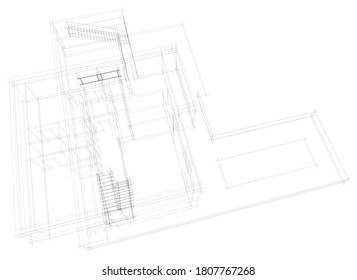 house building sketch architecture 3d illustration