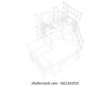 house building sketch architecture 3d 