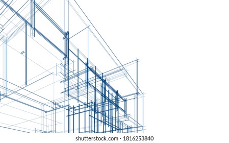 house building sketch architecture 3d illustration