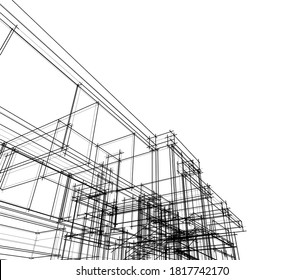 house building sketch architecture 3d illustration