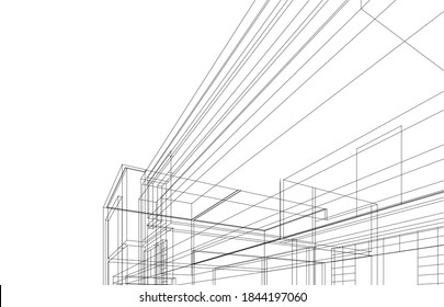 house building sketch architecture 3d illustration