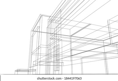 house building sketch architecture 3d illustration