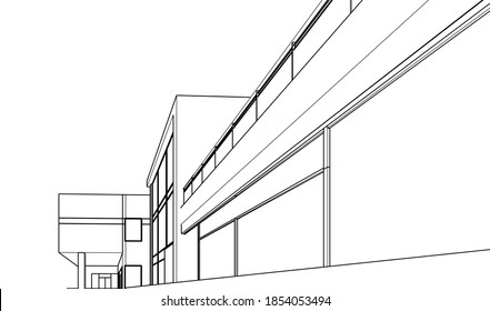 house building sketch architecture 3d 