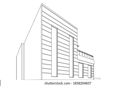 house building sketch architecture 3d illustration
