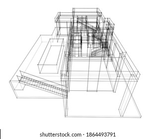 house building sketch architecture 3d illustration