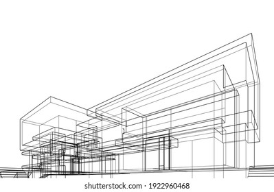 house building sketch architecture 3d illustration