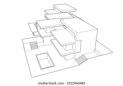 house building sketch architecture 3d illustration