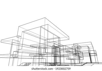 house building sketch architecture 3d illustration