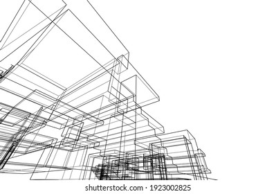 house building sketch architecture 3d illustration