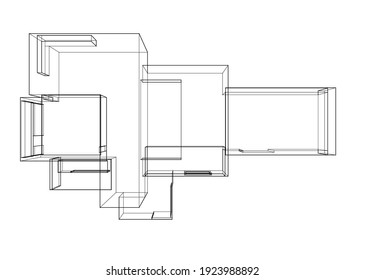 house building sketch architecture 3d illustration